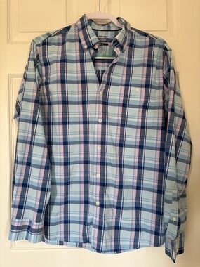 croft & barrow Men’s Light Blue, Navy & Pink Plaid Button-Down Shirt